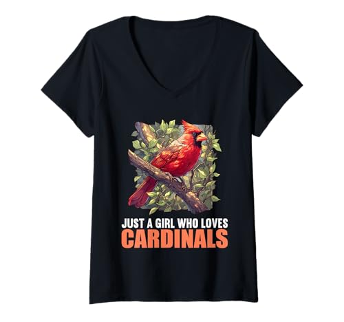 Damen Kardinal Vogel T-Shirt mit V-Ausschnitt Damen Kardinal Vogel T-Shirt mit V-Ausschnitt von Kardinal Vogel Tier Shop