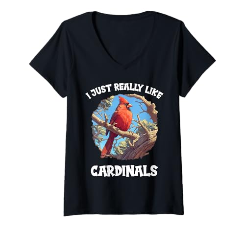 Damen Kardinal Vogel T-Shirt mit V-Ausschnitt Damen Kardinal Vogel T-Shirt mit V-Ausschnitt von Kardinal Vogel Tier Shop