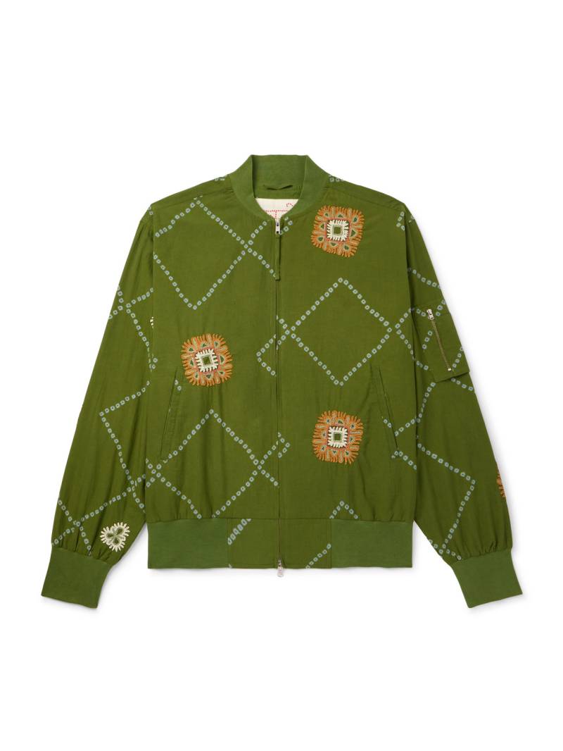Kardo - Embroidered Printed Cotton Jacket - Men - Green - S von Kardo