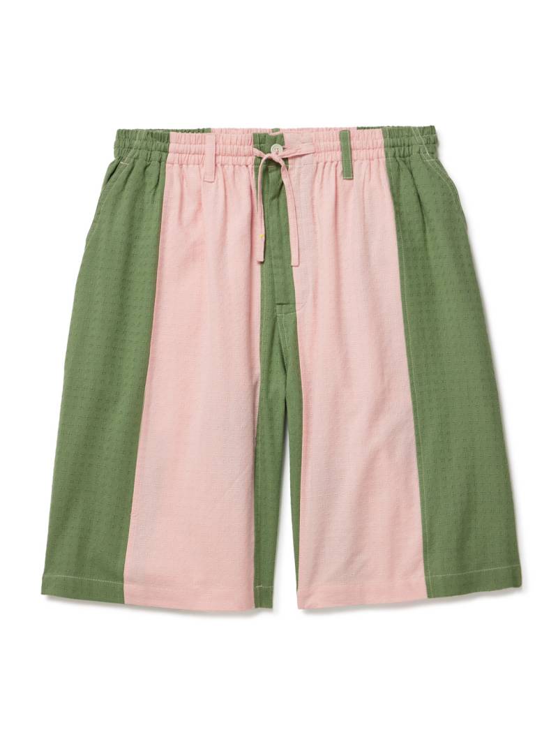 Kardo - Milo Straight-Leg Striped Cotton-Jacquard Drawstring Shorts - Men - Pink - M von Kardo
