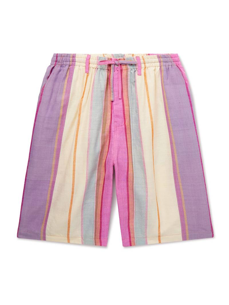 Kardo - Milo Straight-Leg Striped Silk Drawstring Shorts - Men - Pink - XL von Kardo