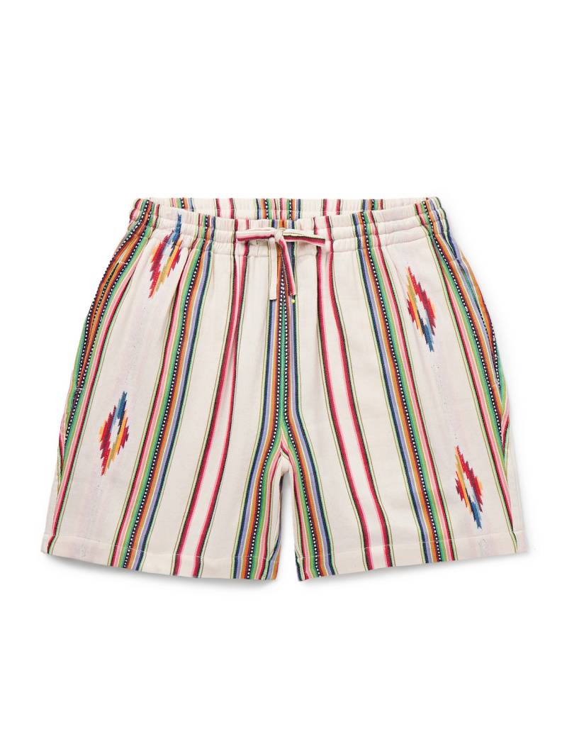 Kardo - Olbia Straight-Leg Cotton-Jacquard Drawstring Shorts - Men - Neutrals - M von Kardo