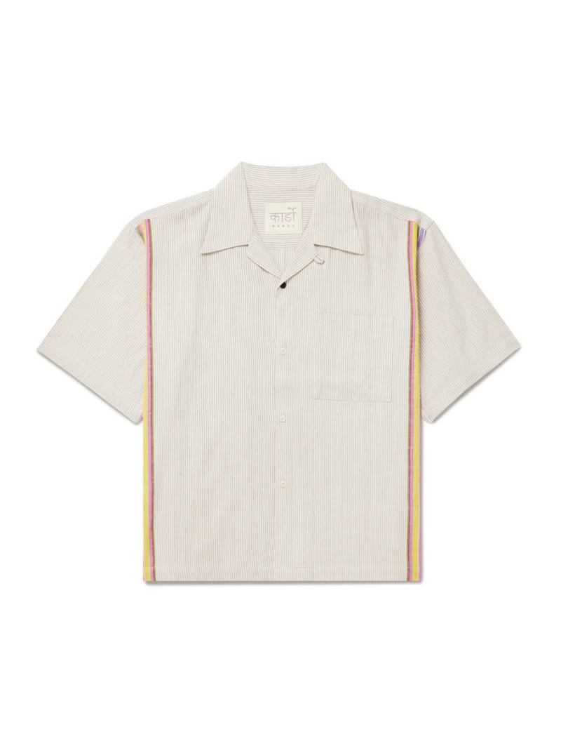 Kardo - Rohit Convertible-Collar Striped Cotton Shirt - Men - Neutrals - XL von Kardo