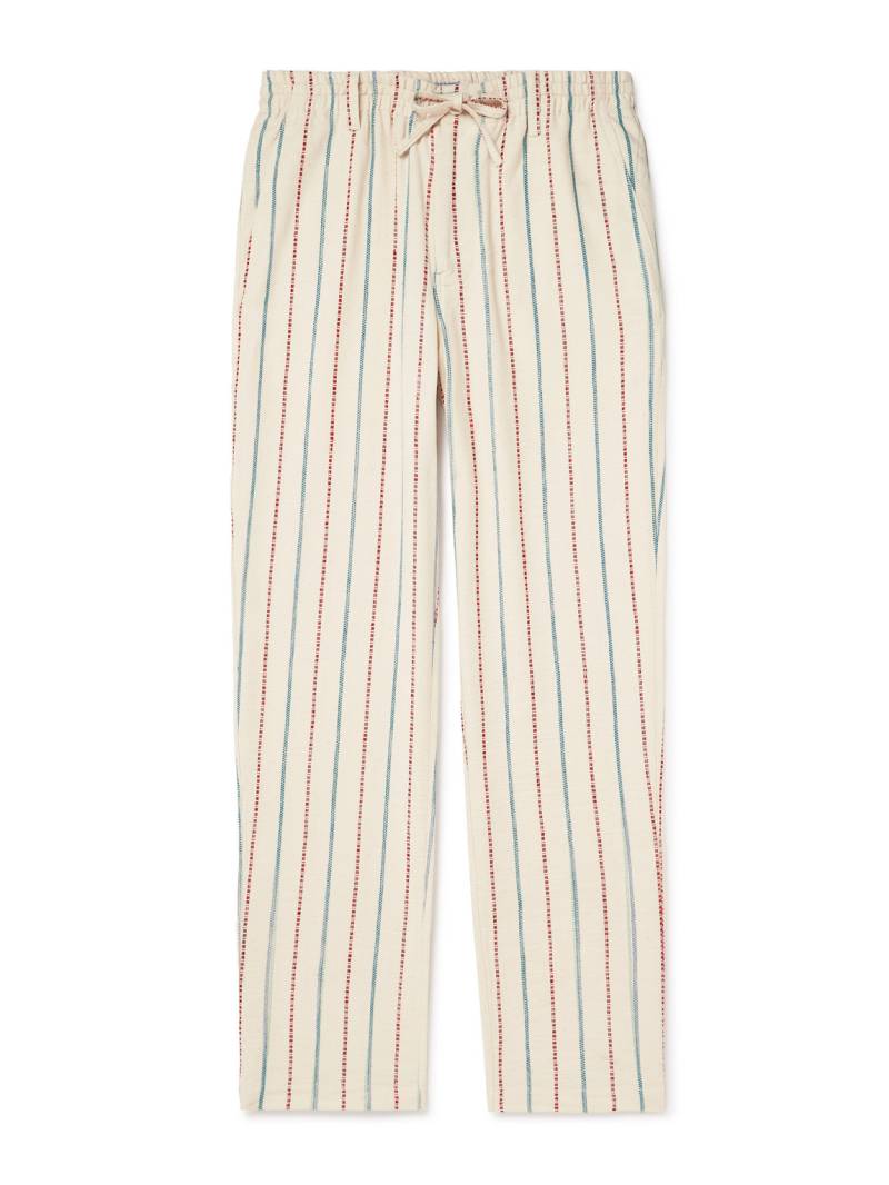 Kardo - Striped Straight-Leg Cotton-Canvas Drawstring Trousers - Men - Green - XL von Kardo