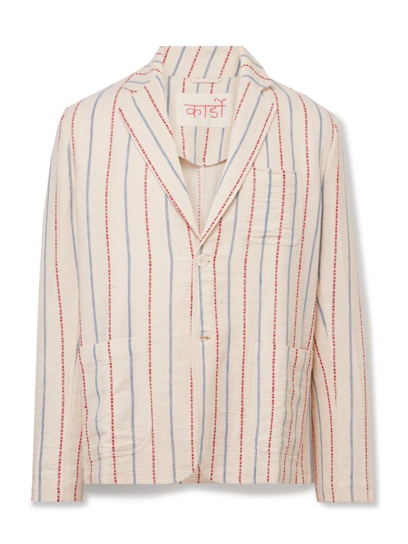 Kardo - Unstructured Striped Cotton-Canvas Suit Jacket - Men - Neutrals - S von Kardo