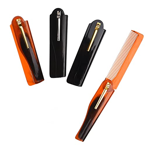 Kare & Kind Faltbarer Taschenkamm für Herren - 4-teiliger feiner Zahnkamm (2 Stück in Braun und 2 Stück in Schwarz) von Kare & Kind