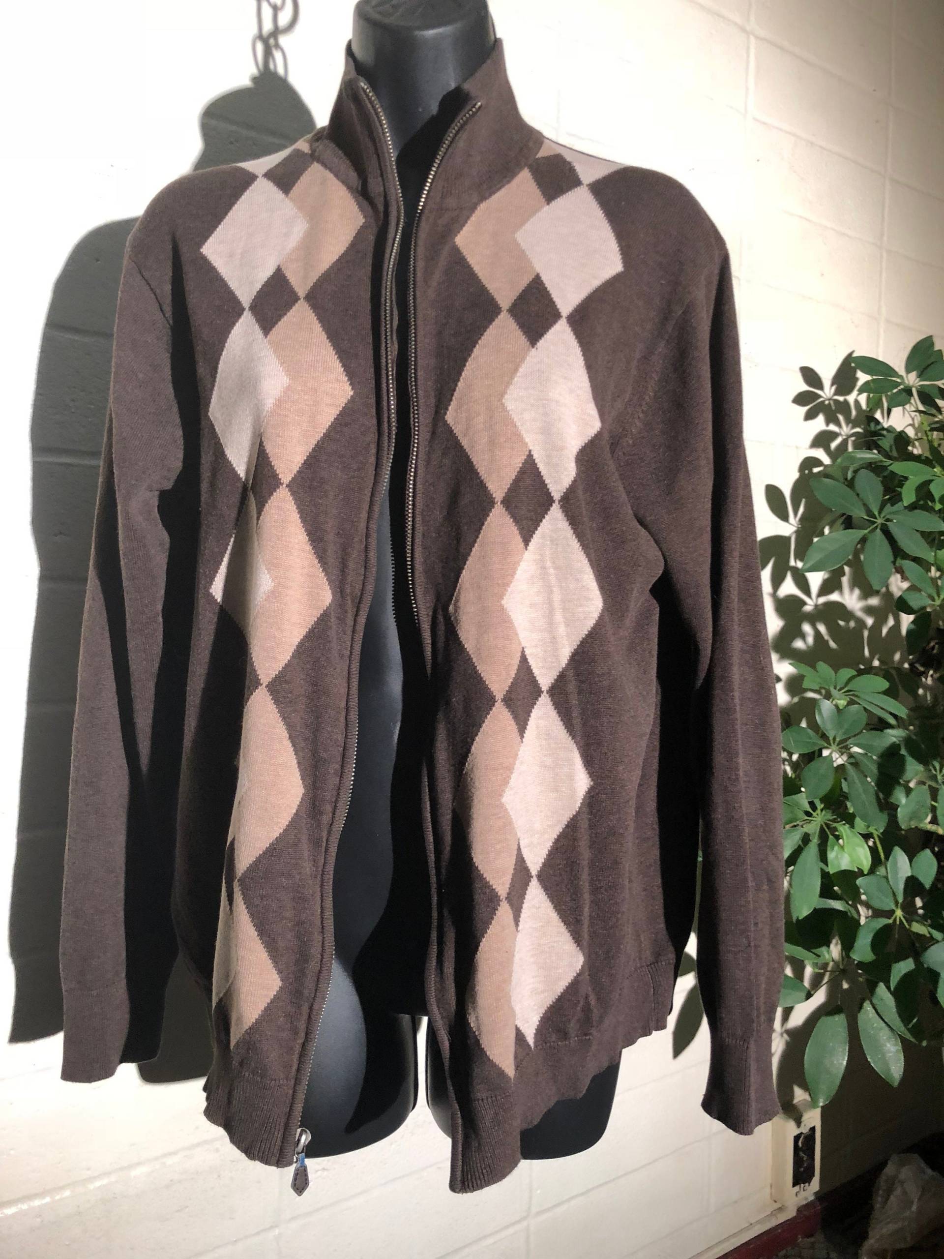 Perry Ellis Argyle Jacke Baumwolle Reißverschluss Strickjacke Herren Med Perry Ellis Argyle Jacke Baumwolle Reißverschluss Strickjacke Herren Med von KareenaSweetVintage