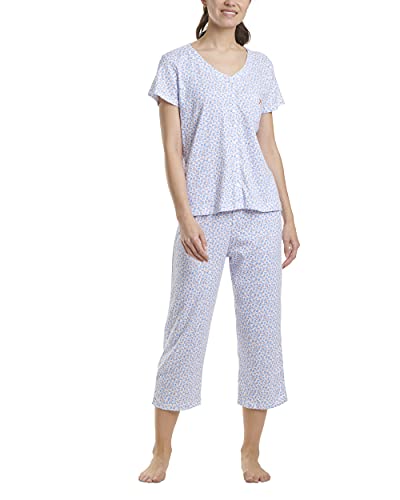 Karen Neuburger Damen Kurzärmliges Pyjama-Set mit Strickjacke und bauchigem Oberteil Pyjamaset, Nueva Ditsy, X-Large von Karen Neuburger
