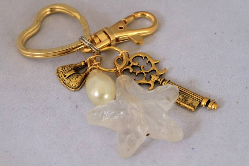 Acryl Stern Schlüsselanhänger Gold Schlüssel & Geldbörse Charms von Karenda