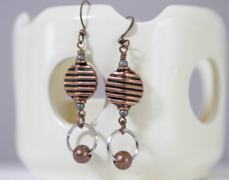 Altkupfer Ohrringe Mixed Metal Silber Ring von Karenda