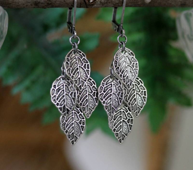 Altsilber Ohrringe Oxidierte Zinn Ohrhänger von Karenda