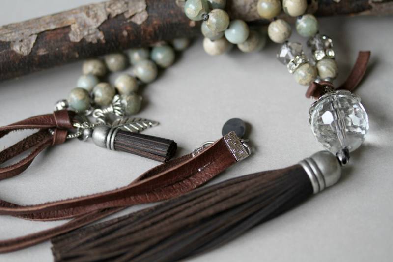 Aqua Terra Edelstein Quasten-Kette Boho Style von Karenda