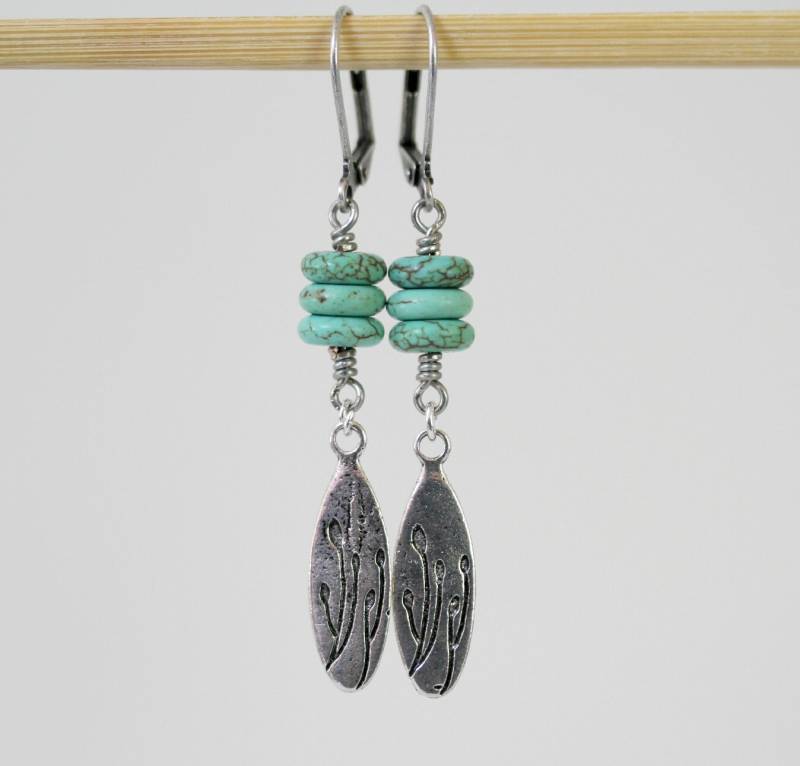 Türkis Magesit Ohrhänger Antik Silber Boho Style Ohrringe von Karenda