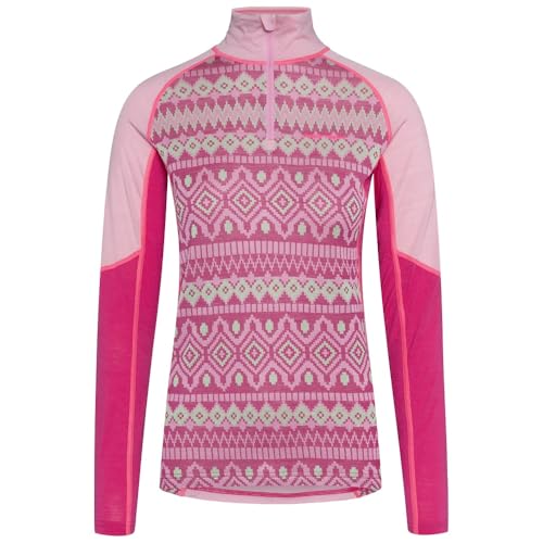Kari Traa Malia Damen Baselayer-Oberteil mit halbem Reißverschluss, Merinowolle und Tencel-Mischgewebe, Prism Pink, X-Klein von Kari Traa