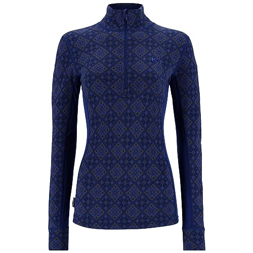 Kari Traa Rose Damen-Unterziehshirt, halber Reißverschluss, 100 % Merinowolle, enganliegend, langärmelig, gestrickt, Thermo-Shirt, Blau (Azure), Groß von Kari Traa