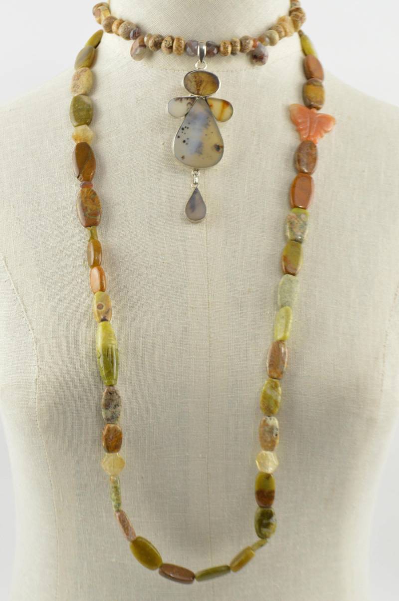 Gelber Opal Und Achat Multi Strang Perlen Halskette Sterling Silber Göttin Anhänger Ooak Gelber Opal Und Achat Multi Strang Perlen Halskette Sterling Silber Göttin Anhänger Ooak von KariBernhardtStudio