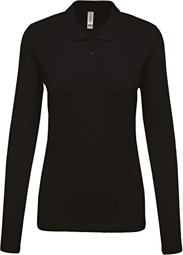 Damen Langarm-Polohemd. Baumwollpiqué - Farbe: Black - Größe: 3XL von Kariban