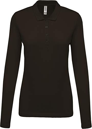 Damen Langarm-Polohemd. Baumwollpiqué - Farbe: Dark Grey - Größe: XL von Kariban