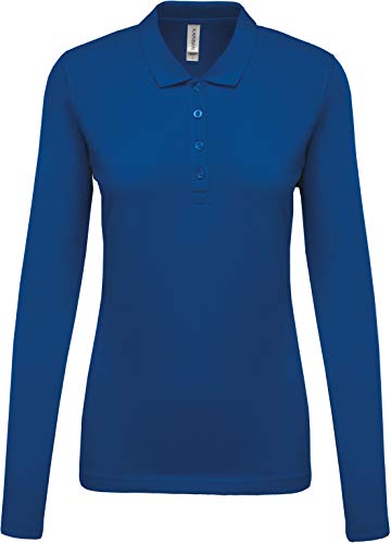 Damen Langarm-Polohemd. Baumwollpiqué - Farbe: Light Royal Blue - Größe: M von Kariban