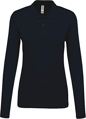 Damen Langarm-Polohemd. Baumwollpiqué - Farbe: Navy - Größe: L von Kariban