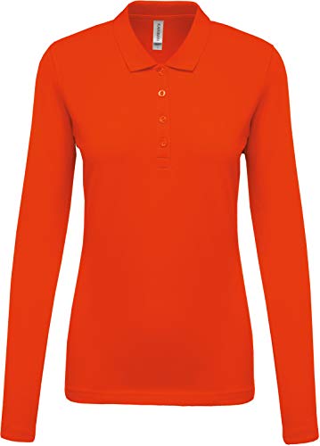 Damen Langarm-Polohemd. Baumwollpiqué - Farbe: Orange - Größe: L von Kariban