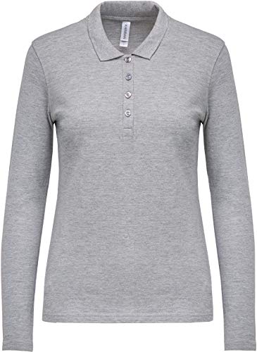 Damen Langarm-Polohemd. Baumwollpiqué - Farbe: Oxford Grey - Größe: 3XL von Kariban