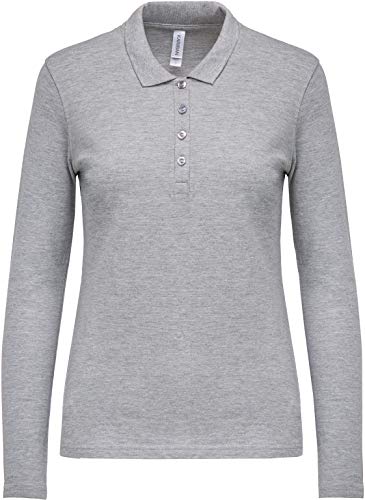 Damen Langarm-Polohemd. Baumwollpiqué - Farbe: Oxford Grey - Größe: 3XL von Kariban