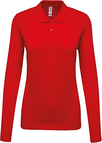 Damen Langarm-Polohemd. Baumwollpiqué - Farbe: Red - Größe: XL von Kariban