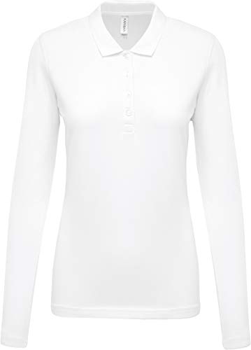 Damen Langarm-Polohemd. Baumwollpiqué - Farbe: White - Größe: 3XL von Kariban