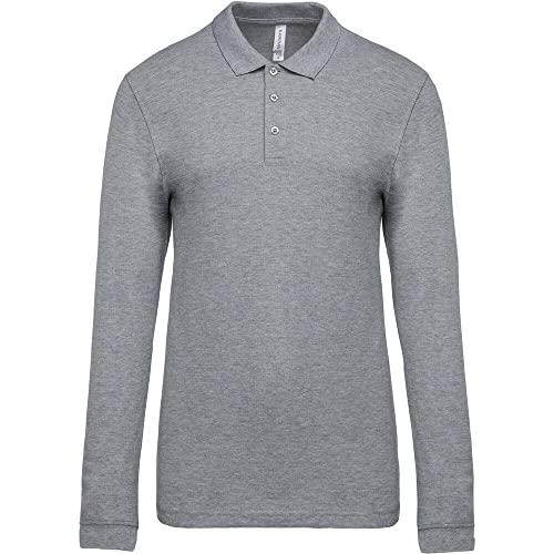 Herren Langarm-Polohemd. Baumwollpiqué - Farbe: Oxford Grey - Größe: XL von Kariban