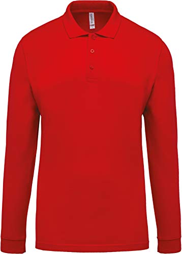 Herren Langarm-Polohemd. Baumwollpiqué - Farbe: Red - Größe: 3XL von Kariban