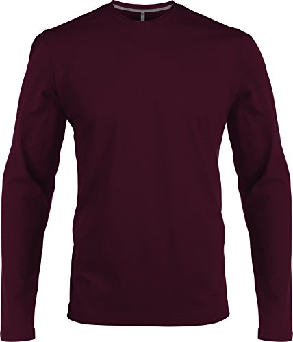 Herren T-Shirt Langarm Rundhals Shirt, Leicht Körperbetont, in 20 Farben und Den Größen S, M, L, XL, 2XL, 3XL u. 4 XL von noTrash2003, 3XL, Wine von Kariban