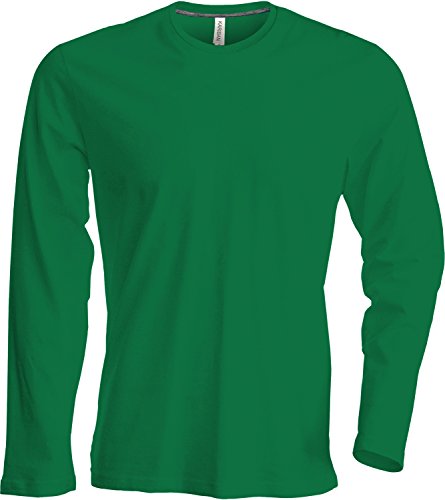 Herren T-Shirt Langarm Rundhals Shirt, Leicht Körperbetont, in 20 Farben und Den Größen S, M, L, XL, 2XL, 3XL u. 4 XL von noTrash2003, Kelly Green, S von Kariban