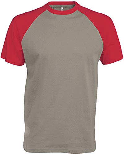 Kariban Baseball T-Shirt K330,Farbe:Light Grey/Red;Größe:XL von Kariban