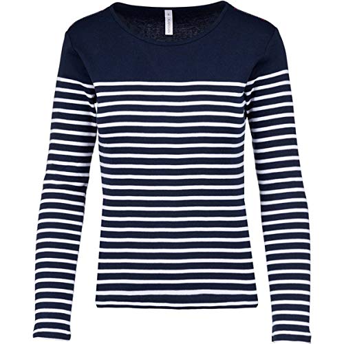 Kariban Damen T-Shirt, Gestreift, Navy-Weiß Gr. L von Kariban