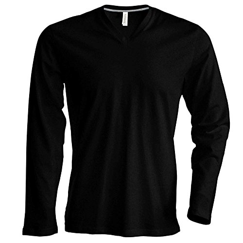 Kariban - Herren Langarmshirt mit V-Ausschnitt bis Größe 4XL / Black, 3XL von Kariban