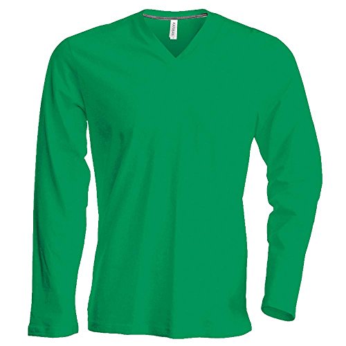 Kariban - Herren Langarmshirt mit V-Ausschnitt bis Größe 4XL / Kelly Green, L von Kariban