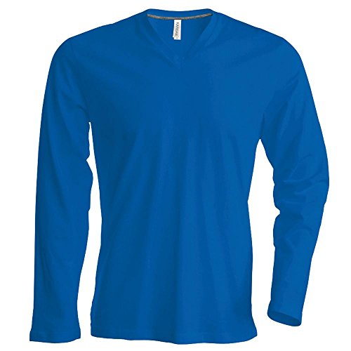 Kariban - Herren Langarmshirt mit V-Ausschnitt bis Größe 4XL / Light Royal Blue, 4XL von Kariban