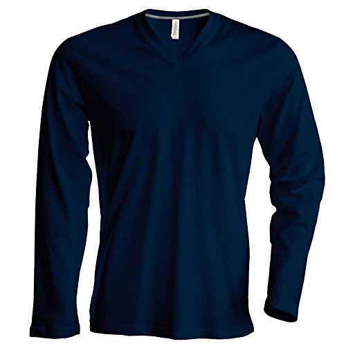 Kariban - Herren Langarmshirt mit V-Ausschnitt bis Größe 4XL / Navy, 4XL von Kariban