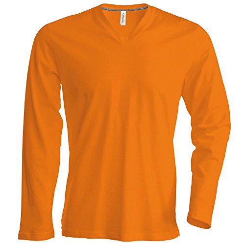 Kariban - Herren Langarmshirt mit V-Ausschnitt bis Größe 4XL / Orange, XXL von Kariban