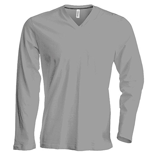 Kariban - Herren Langarmshirt mit V-Ausschnitt bis Größe 4XL / Oxford Grey, 4XL von Kariban