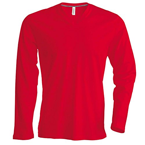 Kariban - Herren Langarmshirt mit V-Ausschnitt bis Größe 4XL / Red, M von Kariban