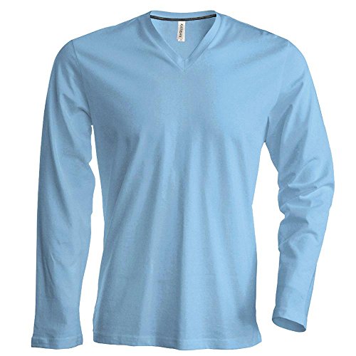 Kariban - Herren Langarmshirt mit V-Ausschnitt bis Größe 4XL / Sky Blue, 3XL von Kariban