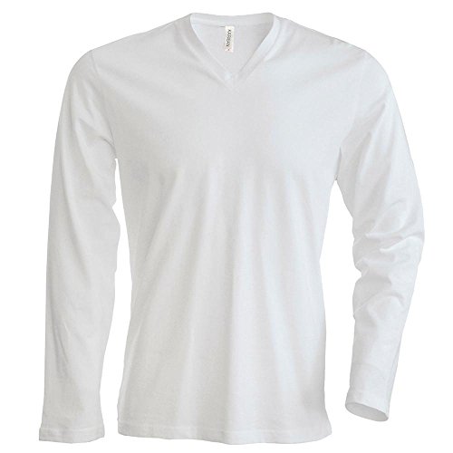 Kariban - Herren Langarmshirt mit V-Ausschnitt bis Größe 4XL / White, 3XL von Kariban