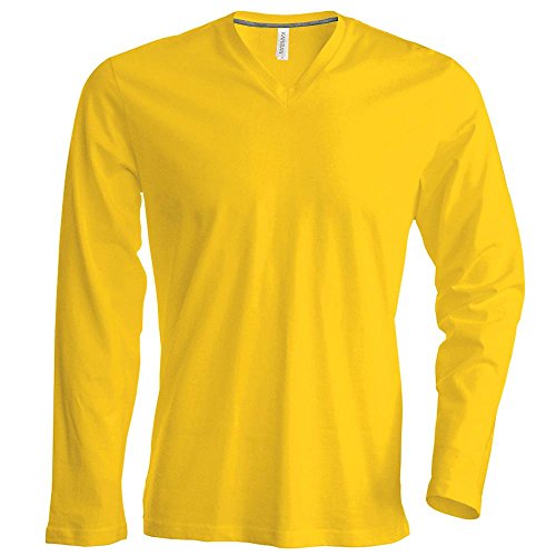 Kariban - Herren Langarmshirt mit V-Ausschnitt bis Größe 4XL / Yellow, 3XL von Kariban