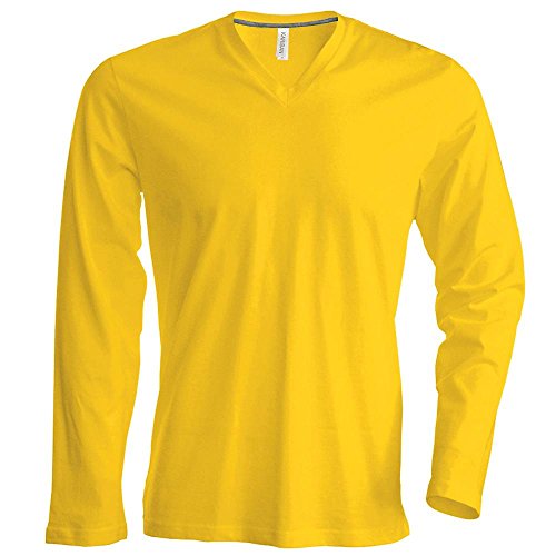 Kariban - Herren Langarmshirt mit V-Ausschnitt bis Größe 4XL / Yellow, L von Kariban