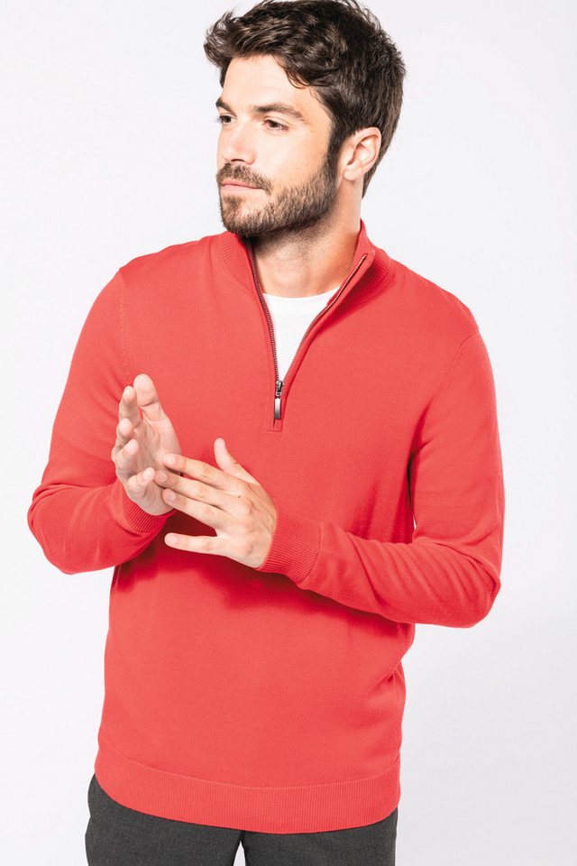 Kariban Rundhalspullover Herrenpullover mit 1/4-Reißverschluss von Kariban