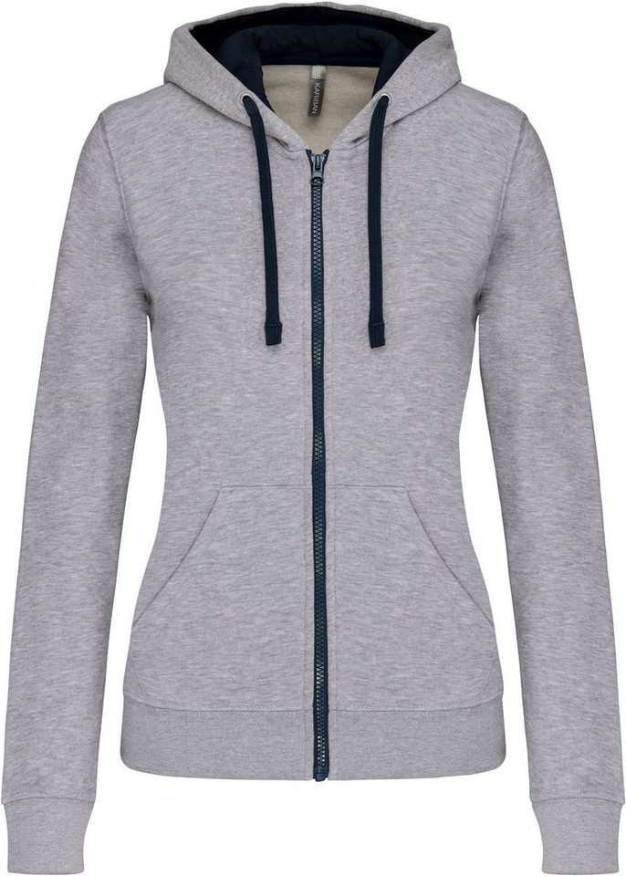 Kariban Kapuzensweatjacke DAMEN-KAPUZENSWEATSHIRT BICOLOR mit Reißverschluss von Kariban