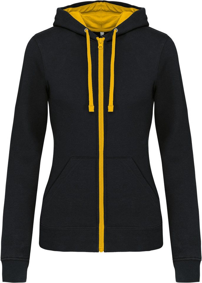 Kariban Kapuzensweatjacke DAMEN-KAPUZENSWEATSHIRT BICOLOR mit Reißverschluss von Kariban