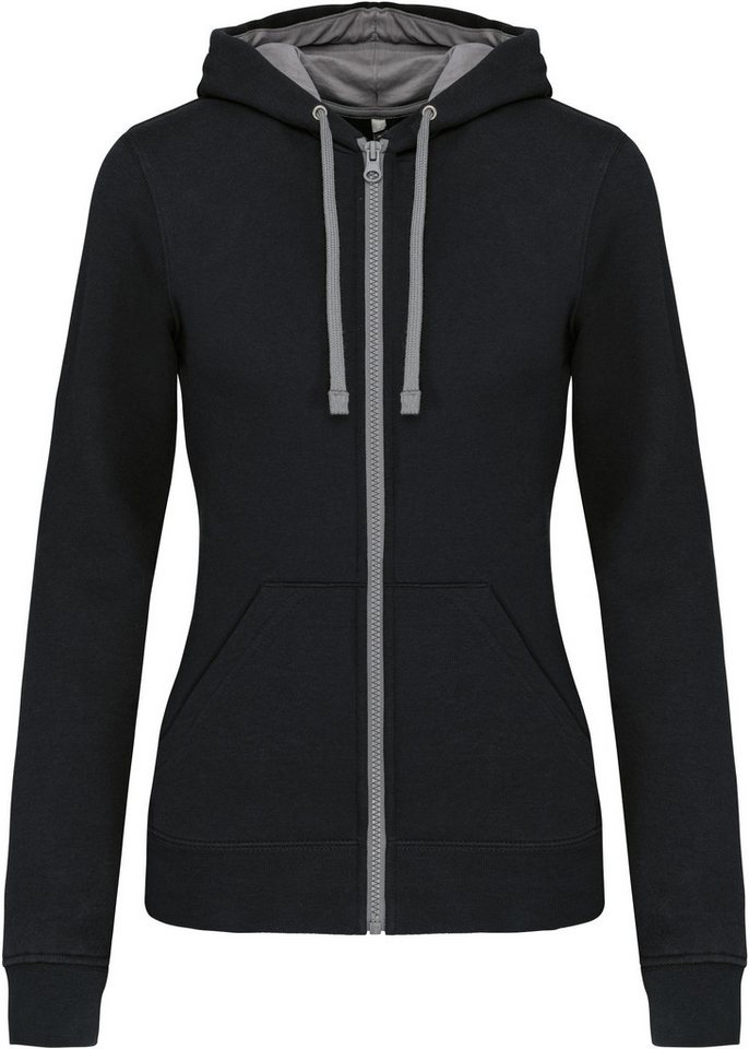 Kariban Kapuzensweatjacke DAMEN-KAPUZENSWEATSHIRT BICOLOR mit Reißverschluss von Kariban